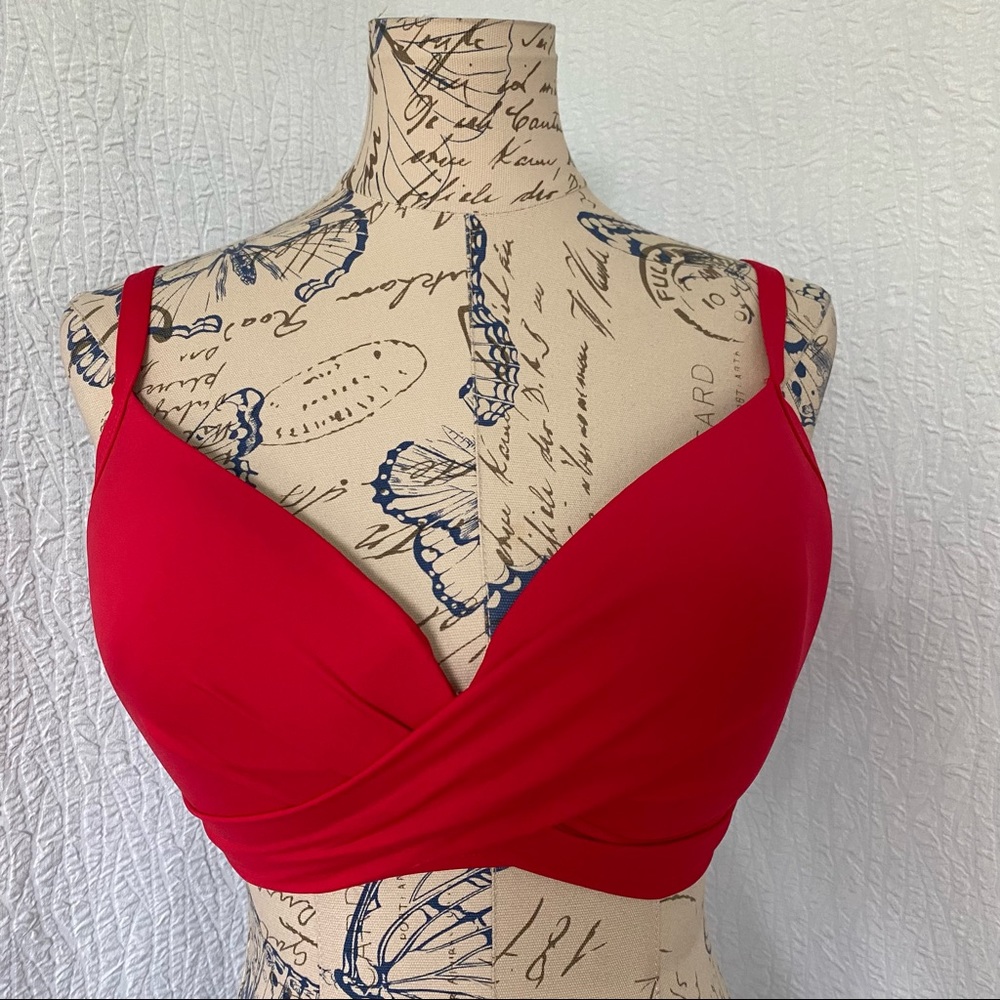 Sea Level Cross Front Underwire Bikini Top Red